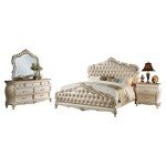 Rose Gold & Pearl White 4-Piece Bedroom Set