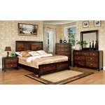 Asian Contemporary Acacia Walnut Queen Bedroom Set