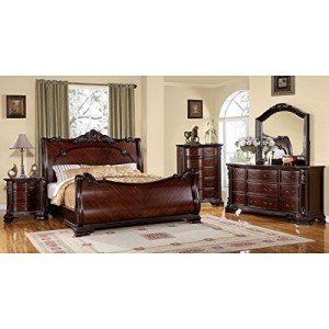 Baroque Brown Cherry Queen Bedroom Set - 6 Pieces