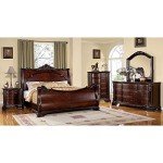 Baroque Brown Cherry Queen Bedroom Set - 6 Pieces
