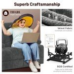 IROSTAE Loveseat Recliner Sofa, 2 Seater Minimalist Style Fabric Manual Pull Tab Reclining Loveseat with USB Charge Ports, Cup Holders, Recliner Love Seat Couches for Living Room, RV, Gray