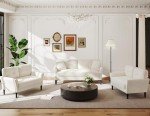 Modern 69" White Velvet Couch for Living Room