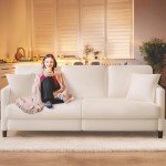 Beige Comfy Loveseat Sofa with Pillows