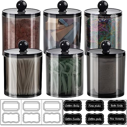 Clear Acrylic Apothecary Jars with Labels - 6 Pack