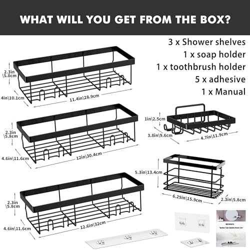 5-Pack Adhesive Corner Shower Caddy Organizer