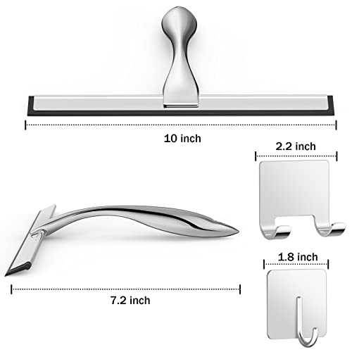 10-Inch Stainless Steel Shower Squeegee with Hooks