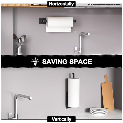 Matte Black Self-Adhesive Paper Towel Holder