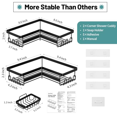 3-Pack Adhesive Corner Shower Caddy Organizer