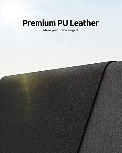 Black Leather Desk Pad Protector - Large, Non-Slip