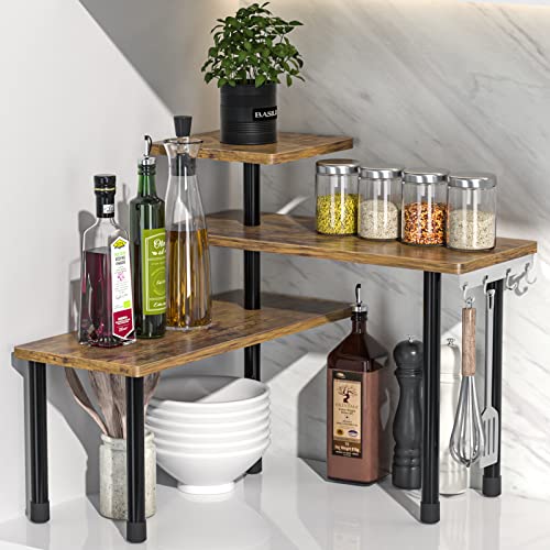 3-Tier Rustic Brown Corner Shelf Organizer