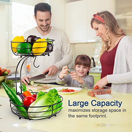Black 2-Tier Iron Fruit and Vegetable Basket