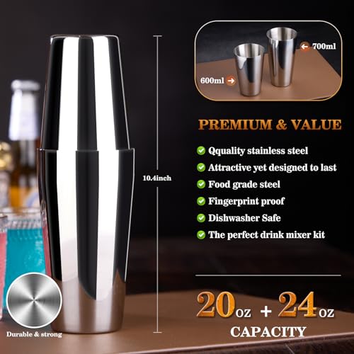 15-Piece Silver Cocktail Shaker Kit with Stand