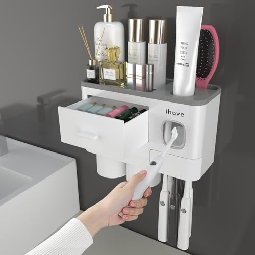 Wall-Mounted Toothbrush Holder with Toothpaste Dispenser