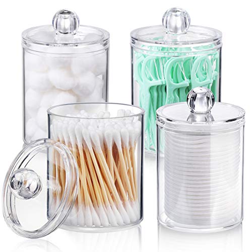 4 Pack Clear Qtip and Cotton Swab Holder