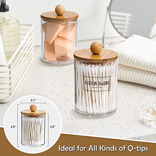 Bamboo Lid Qtip Holder Dispenser Set of 4