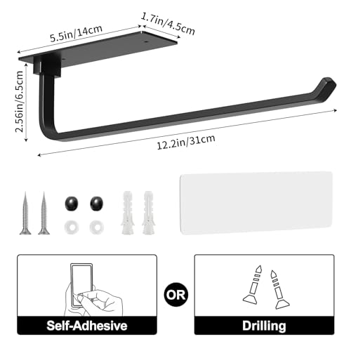 Matte Black Self-Adhesive Paper Towel Holder