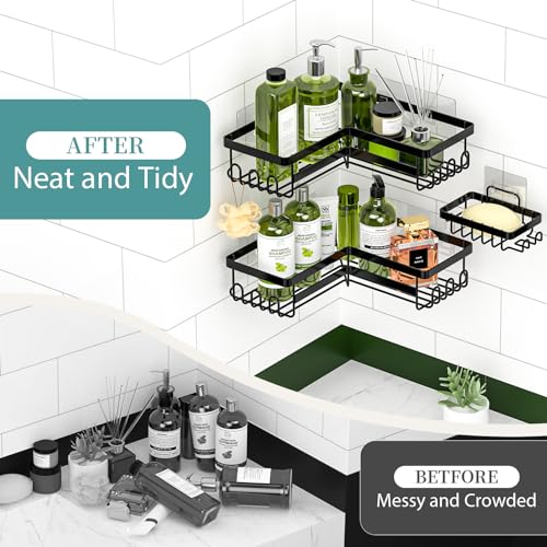 3-Pack Adhesive Corner Shower Caddy Organizer