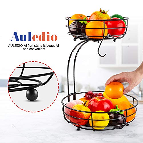Black 2-Tier Iron Fruit and Vegetable Basket