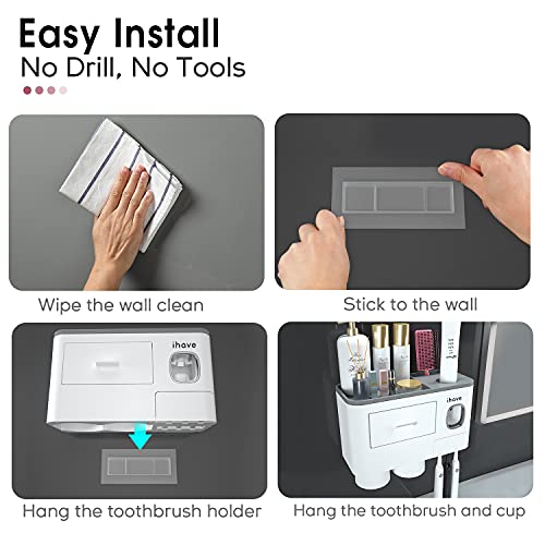 Wall-Mounted Toothbrush Holder with Toothpaste Dispenser