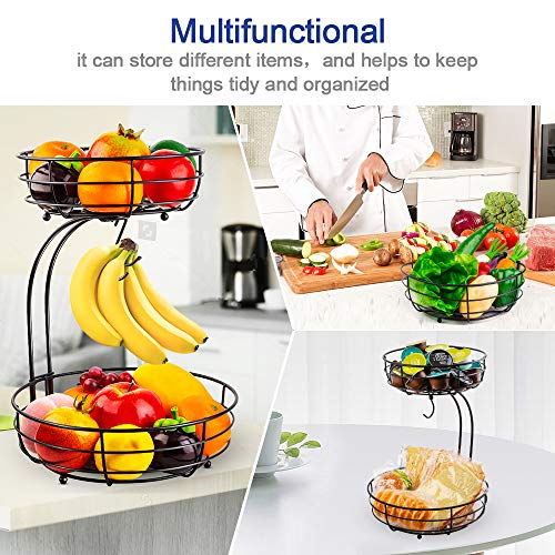 Black 2-Tier Iron Fruit and Vegetable Basket