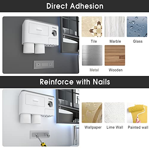 Wall-Mounted Toothbrush Holder with Toothpaste Dispenser