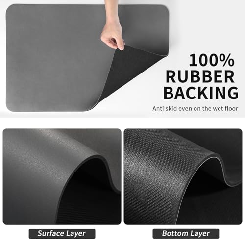 Dark Grey Absorbent Dish Drying Mat 16"x18