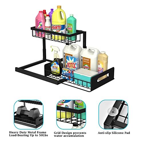 Under Sink 2-Tier Pull Out Organizer Shelf