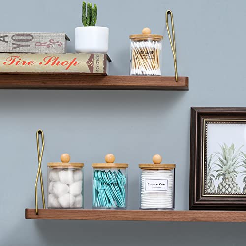 Bamboo Lid Qtip Holder Dispenser Set of 4