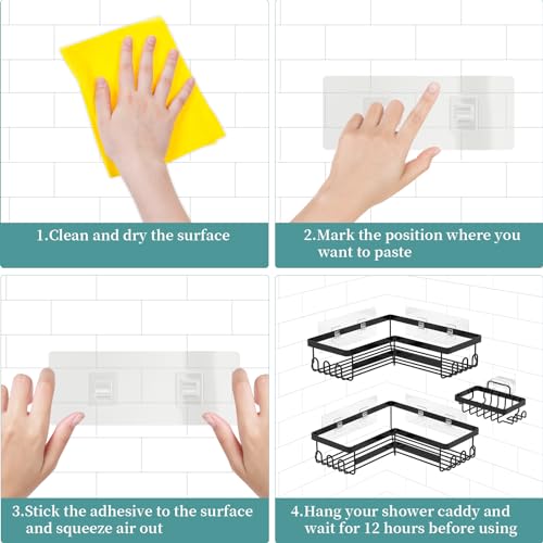 3-Pack Adhesive Corner Shower Caddy Organizer