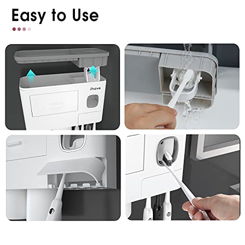 Wall-Mounted Toothbrush Holder with Toothpaste Dispenser