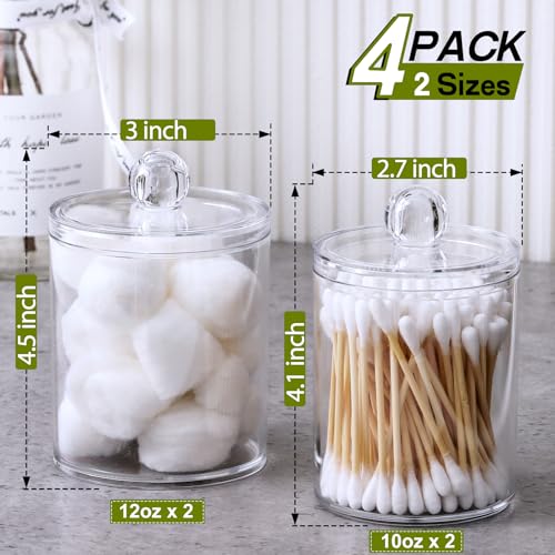 4 Pack Clear Qtip and Cotton Swab Holder