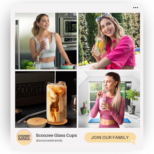 Stylish Iced Coffee Cups with Bamboo Lids - Set of 4