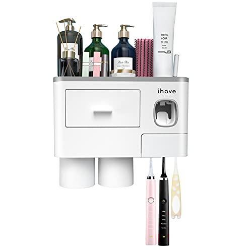 Wall-Mounted Toothbrush Holder with Toothpaste Dispenser