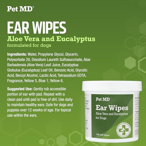 Dog Ear Cleaner Wipes with Aloe & Eucalyptus