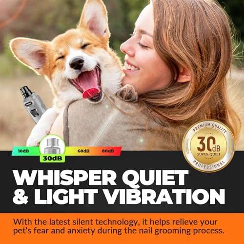Quiet Rechargeable Dog Nail Grinder with LED Lights