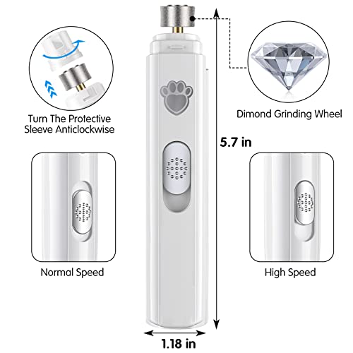 Rechargeable 2-Speed Dog Nail Grinder Tool