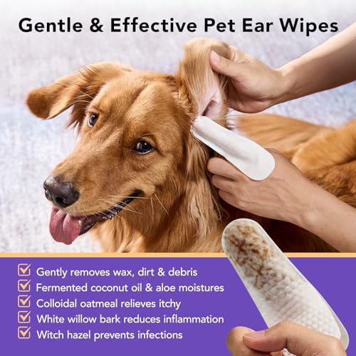 HICC PET Ear Wipes for Dogs & Cats - 50 Count