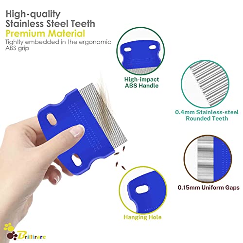 BrilliRare 4 Pack Flea & Lice Grooming Combs