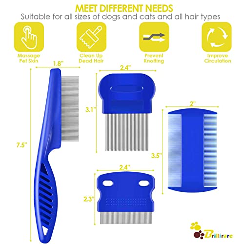 BrilliRare 4 Pack Flea & Lice Grooming Combs