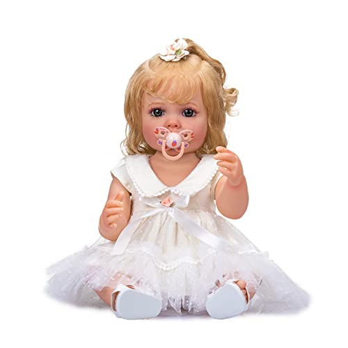 22" Realistic Blonde Curly Hair Reborn Baby Doll