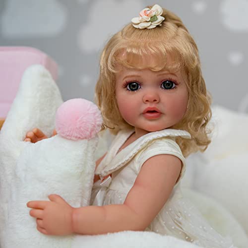 22" Realistic Blonde Curly Hair Reborn Baby Doll