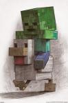 Minecraft Chicken Jockey Wall Poster - Unframed 34x22.4