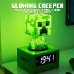 Paladone Minecraft Creeper Icon Alarm Clock - Creeper Glow Mode - Battery Powered - Kids Alarm Clock for Boys