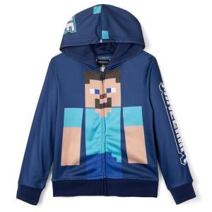 Minecraft Steve Boys Navy Zip Up Hoodie 10-12