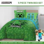 Minecraft Creeper Kids Comforter Set with Sheets