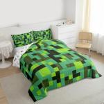 Pixel Grid Miners Full Bed Comforter Set
