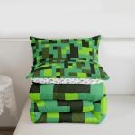 Pixel Grid Miners Full Bed Comforter Set