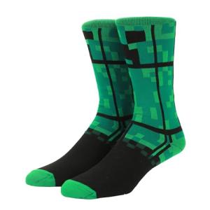 Minecraft Creeper Green Casual Crew Socks for Adults