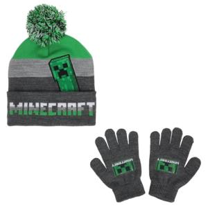 Minecraft Creeper Youth Beanie and Gloves Set