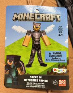 Minecraft Steve Netherite Armor Costume for Kids